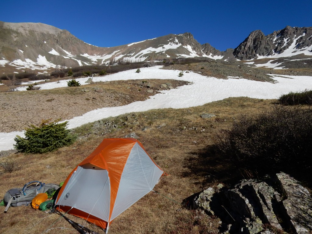 My campsite in a lovely cirque north of Creede and San Luis Pass.